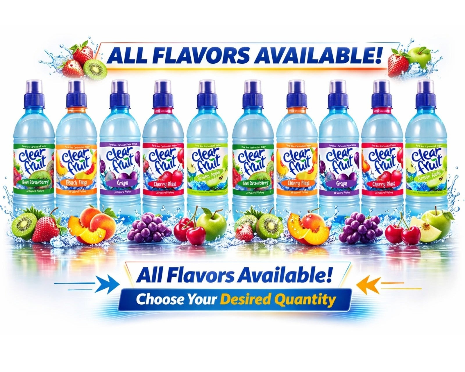 Clear Fruit Flavored Water  16.9oz Bottles 6/12/24 Packs, ALL Flavors Available