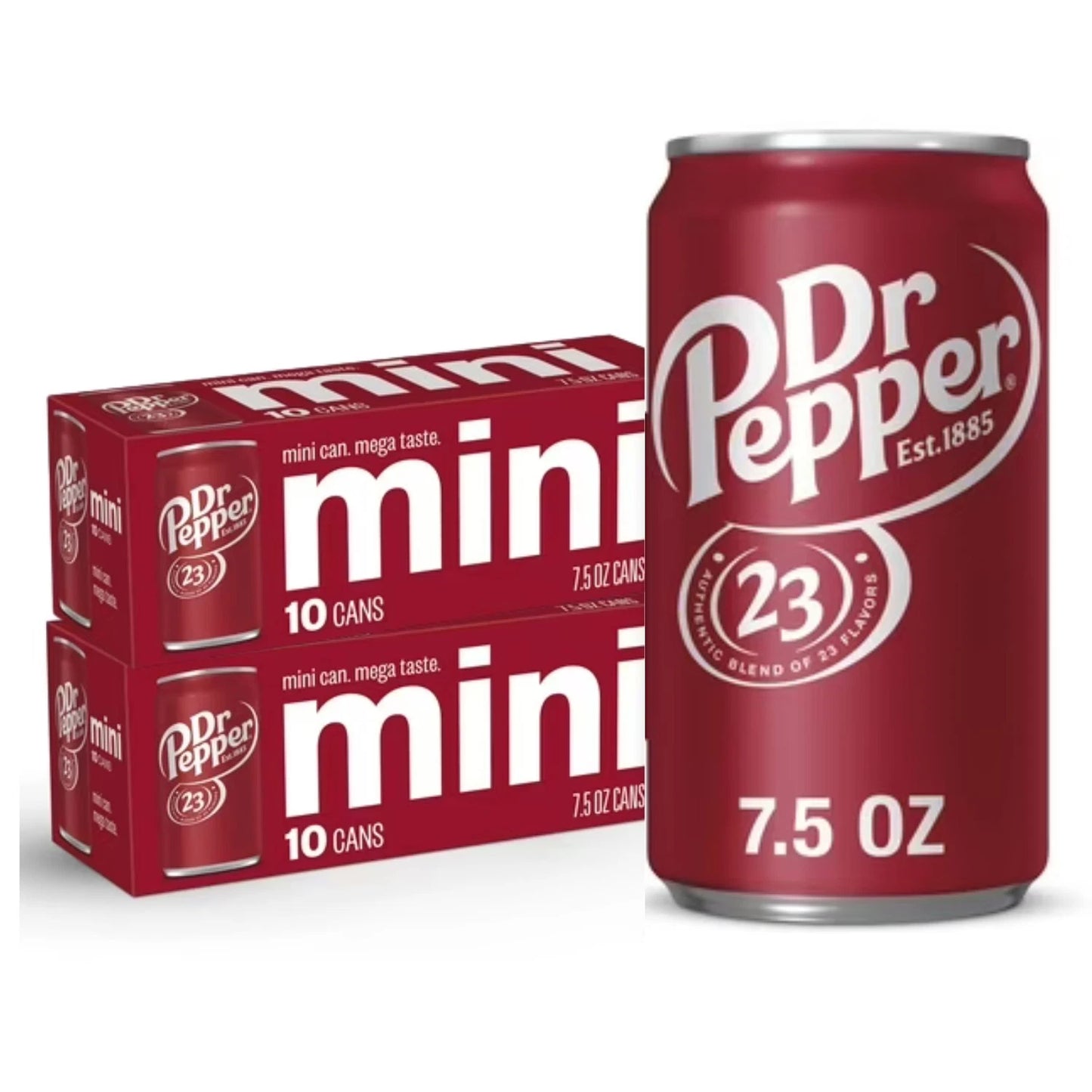 Dr Pepper Mini Soda Cans – 7.5 fl oz – 2 Packs of 10 Cans – Refreshing Soft Drink – Free Shipping