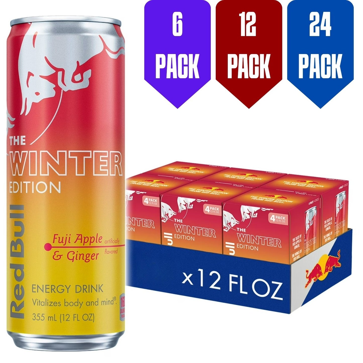 Red Bull Winter Edition: Fuji Apple-Ginger flavor 12 Fl Oz 6/12/24 Cans