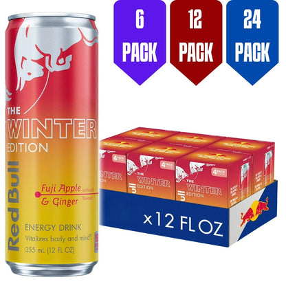 Red Bull Winter Edition: Fuji Apple-Ginger flavor 12 Fl Oz 6/12/24 Cans