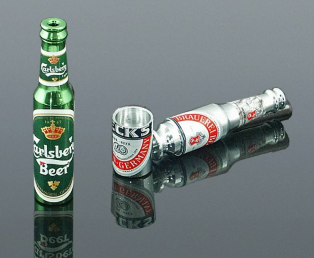 UNIQUE SECRET METAL HAND PIPE TOBBACO SMOKING PIPES BEER BOTTLE