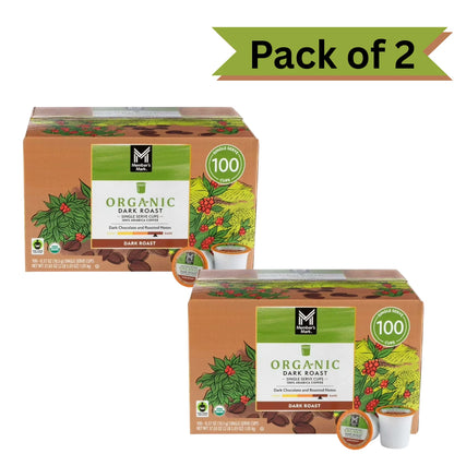 Member's Mark Organic Dark Roast Coffee Pods, 100 ct pack of 2