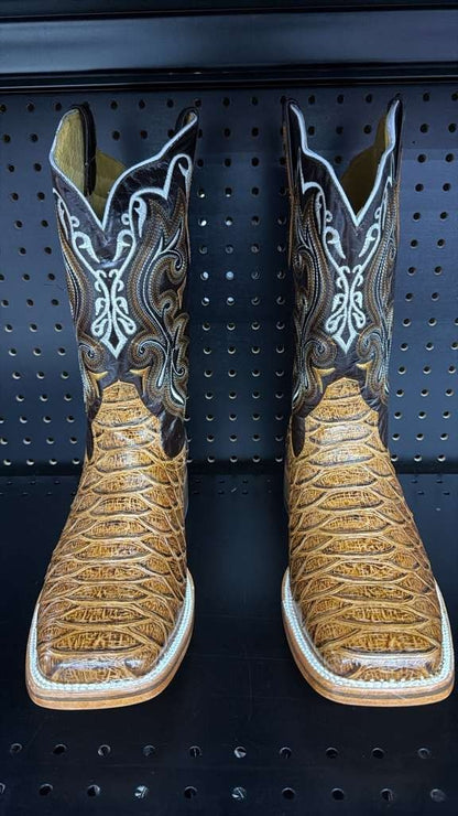 Men's Rodeo Cowboy Western Square Toe Boots Alligator Neck Print Made in Mexico