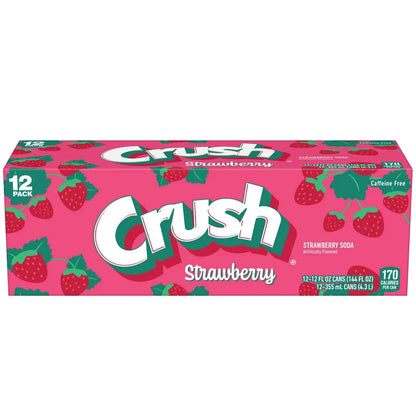 Crush Caffeine Free Strawberry Soda Pop – 12 fl oz Cans (12 Pack)