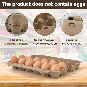 Eco-Friendly 12-Egg Cartons (50 Pack) - Recycled Pulp, Beige
