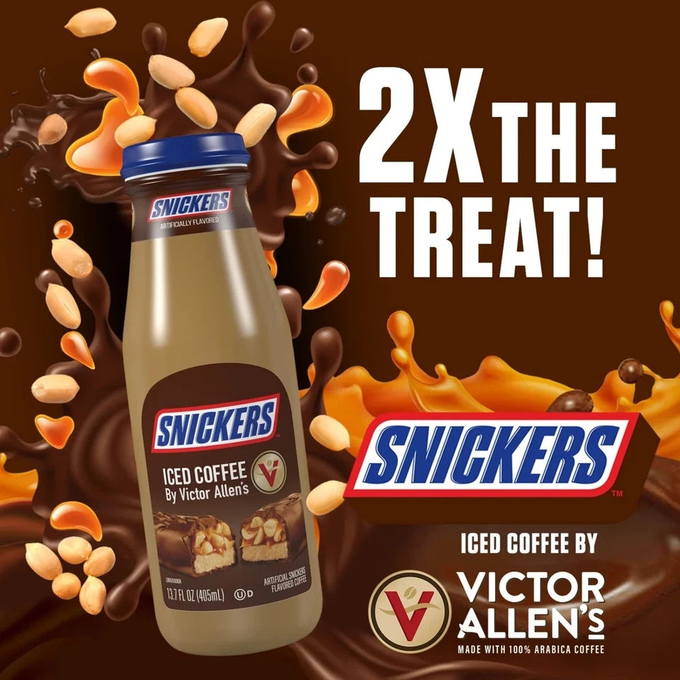 Snickers Artificially Flavored Iced Coffee by Victor Allen’s – 13.7 fl oz, Pack of 2