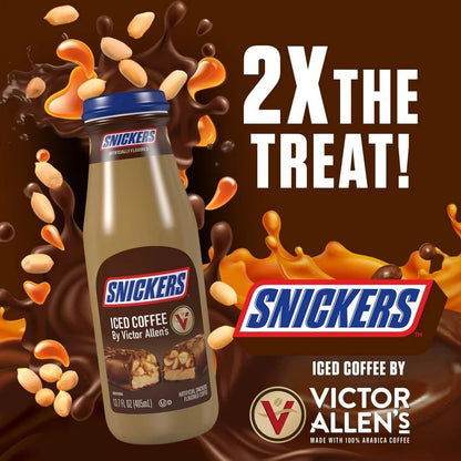 Snickers Artificially Flavored Iced Coffee by Victor Allen’s – 13.7 fl oz, Pack of 2