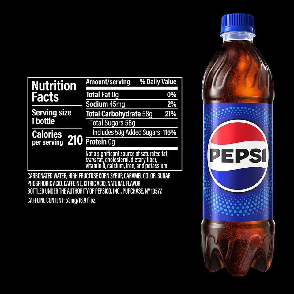 Pepsi Cola – 16.9 fl oz Bottles, 24 Pack