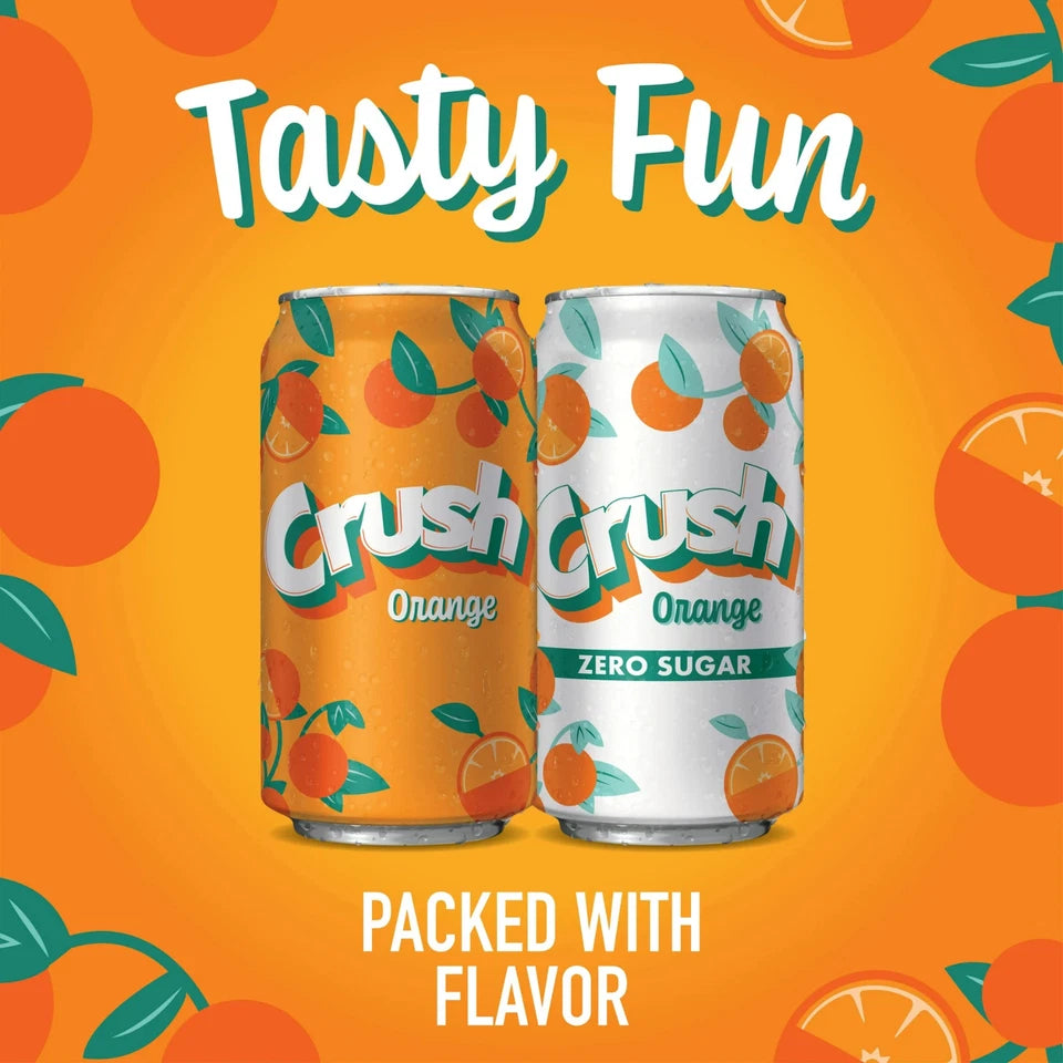 Crush Caffeine Free Orange Soda Pop – 12 fl oz Cans, 12 Pack