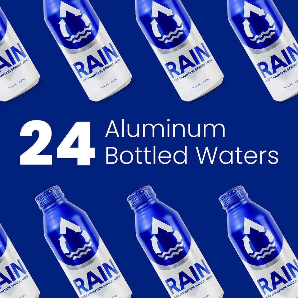 Rain Pure Mountain Spring Water – 24 Pack, 16 fl oz Bottles
