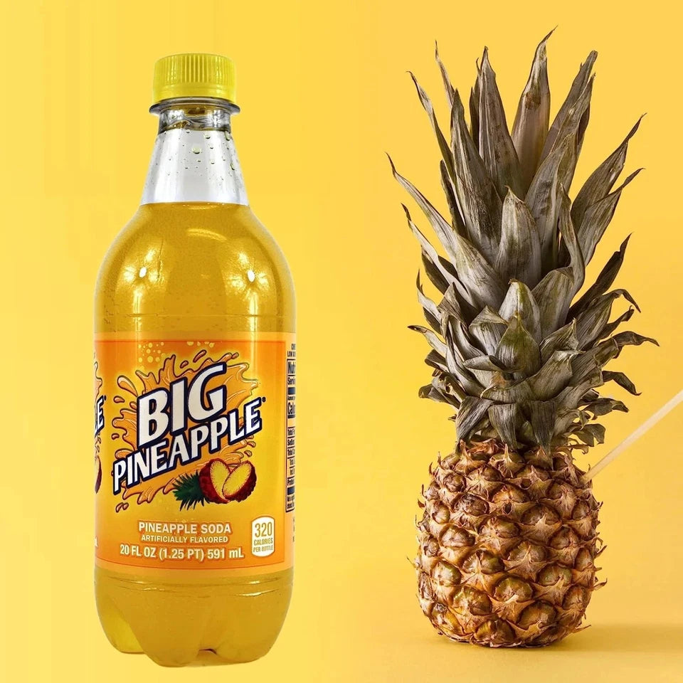 Big Pineapple Soda Exotic Pop, 20 fl oz Bottles – Pack of 24 | Tropical Pineapple Soft Drink