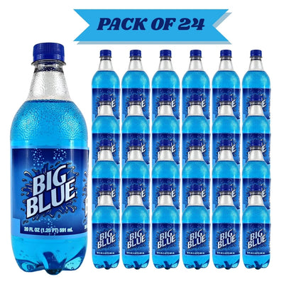 Big Blue Soda 20 fl oz each exotic pop pack of 24