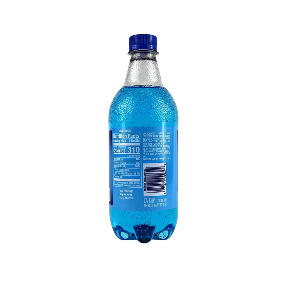 Big Blue Soda 20 fl oz each exotic pop pack of 24