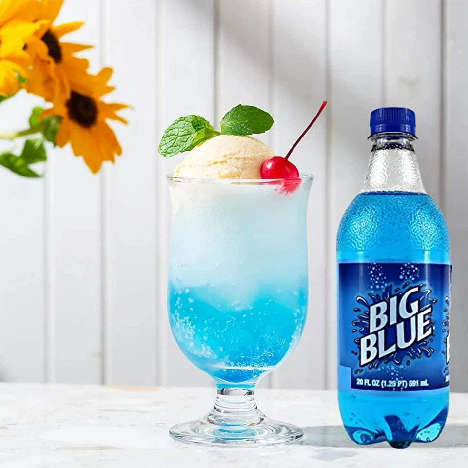 Big Blue Soda 20 fl oz each exotic pop pack of 24