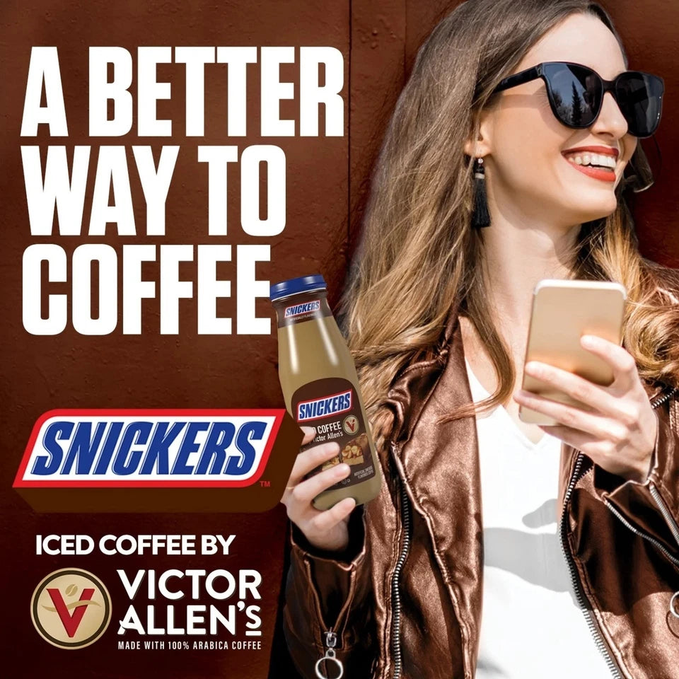 Snickers Artificially Flavored Iced Coffee by Victor Allen’s – 13.7 fl oz, Pack of 2