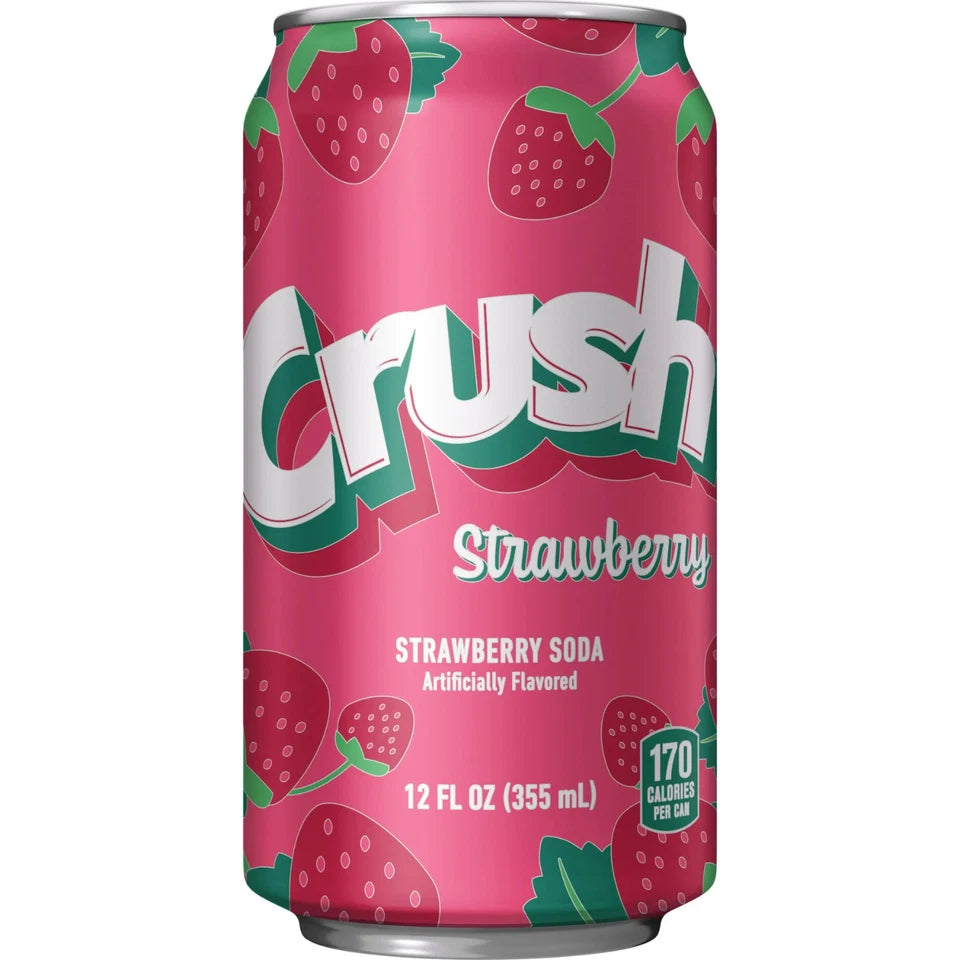 Crush Caffeine Free Strawberry Soda Pop – 12 fl oz Cans (12 Pack)