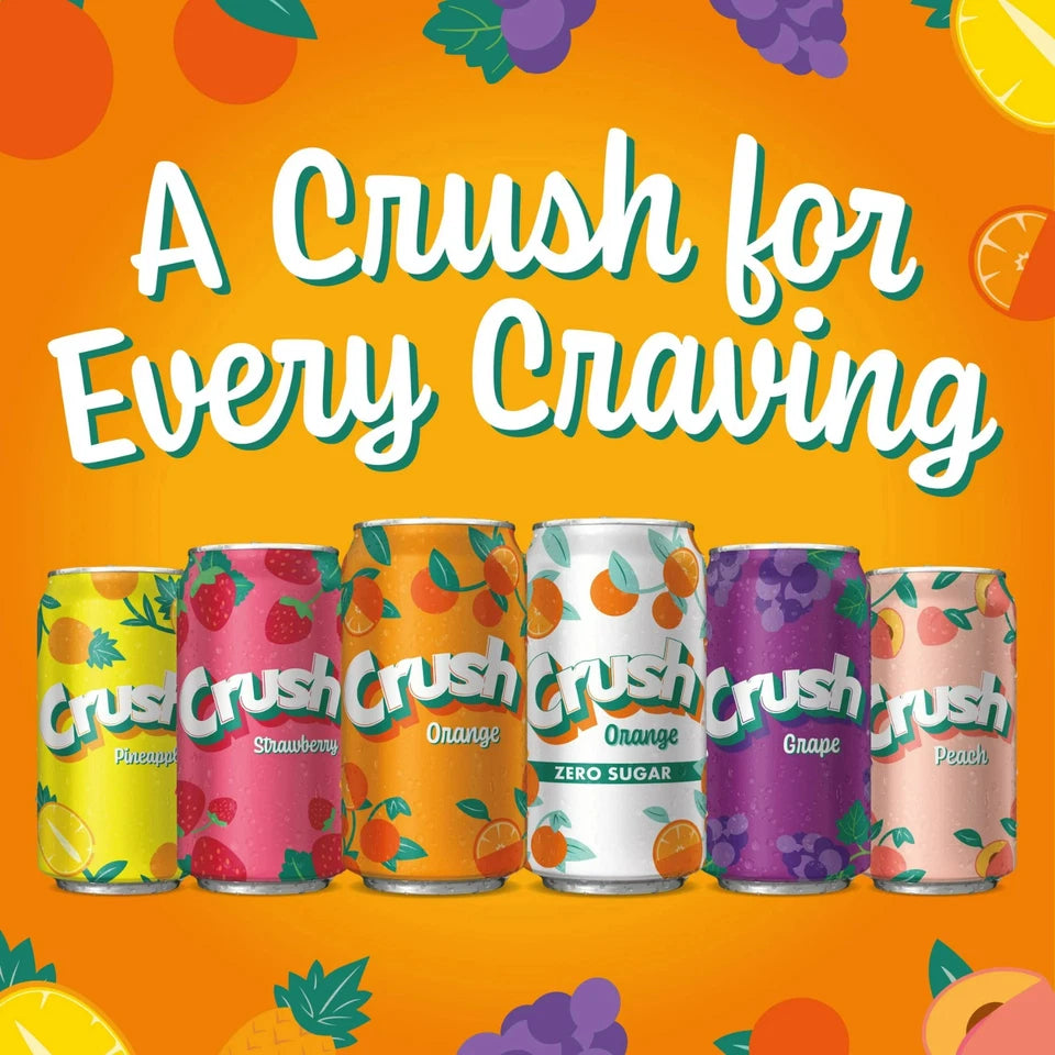 Crush Caffeine Free Orange Soda Pop – 12 fl oz Cans, 12 Pack