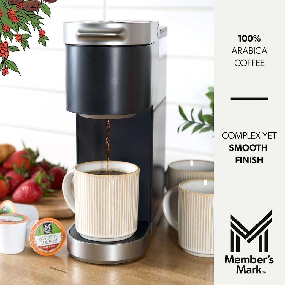 Member's Mark Organic Dark Roast Coffee Pods, 100 ct pack of 2