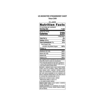 Monster Energy Strawberry Shots - 24 x 16fl oz | Sugar-Free, Fat-Free