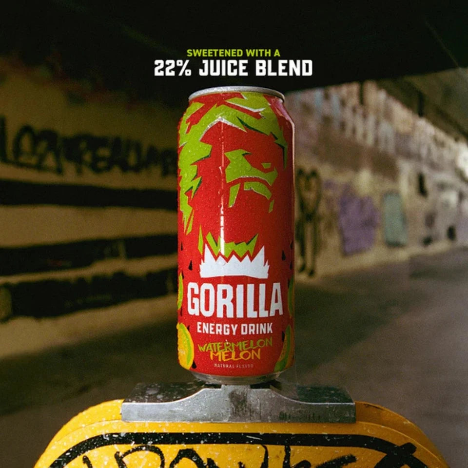 Gorilla Energy Drink – Watermelon Flavor, 16 fl oz Cans (Pack of 12)