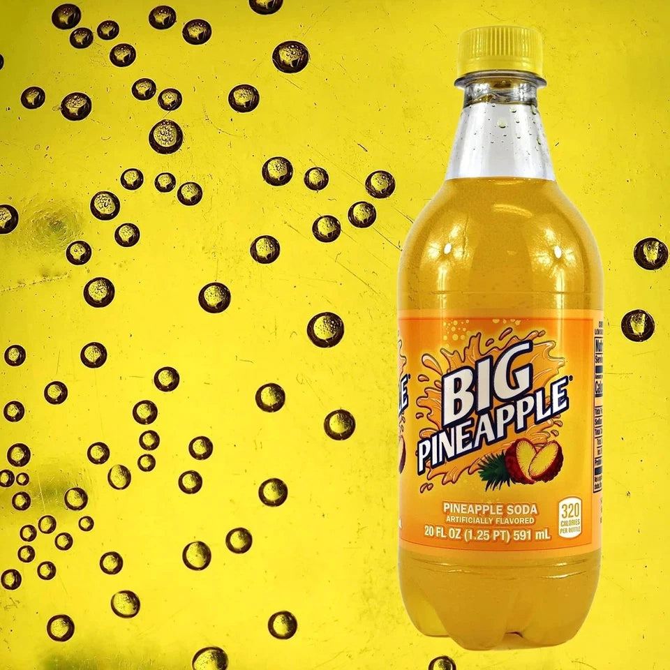 Big Pineapple Soda Exotic Pop, 20 fl oz Bottles – Pack of 24 | Tropical Pineapple Soft Drink