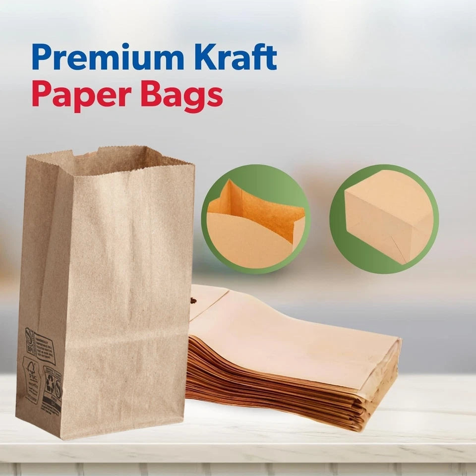 Bulk Pack of 500 Brown Kraft Paper Bags - 1lb, Medium Size