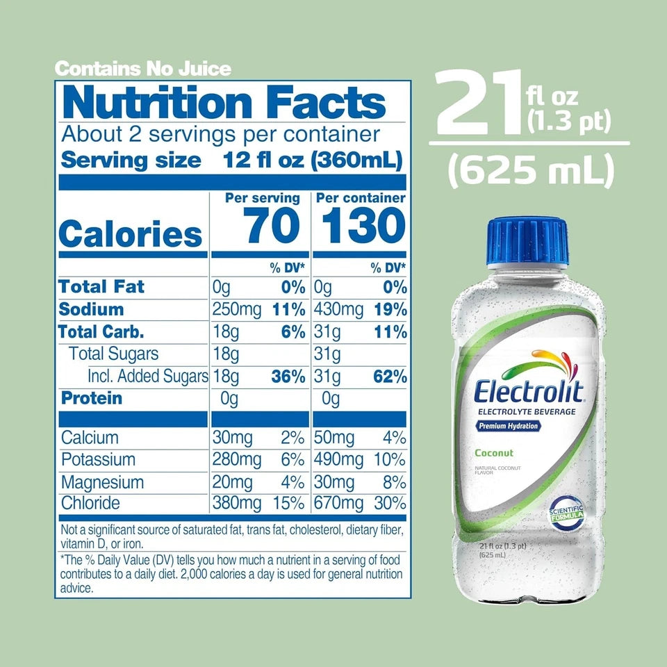 Electrolit Electrolyte Drink - 21oz (12-Pack)  Gluten-Free Hydration