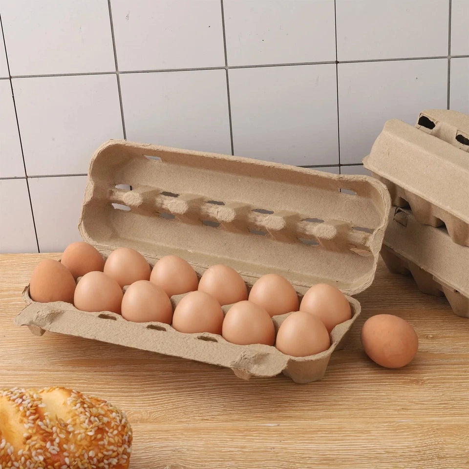 Eco-Friendly 12-Egg Cartons (50 Pack) - Recycled Pulp, Beige